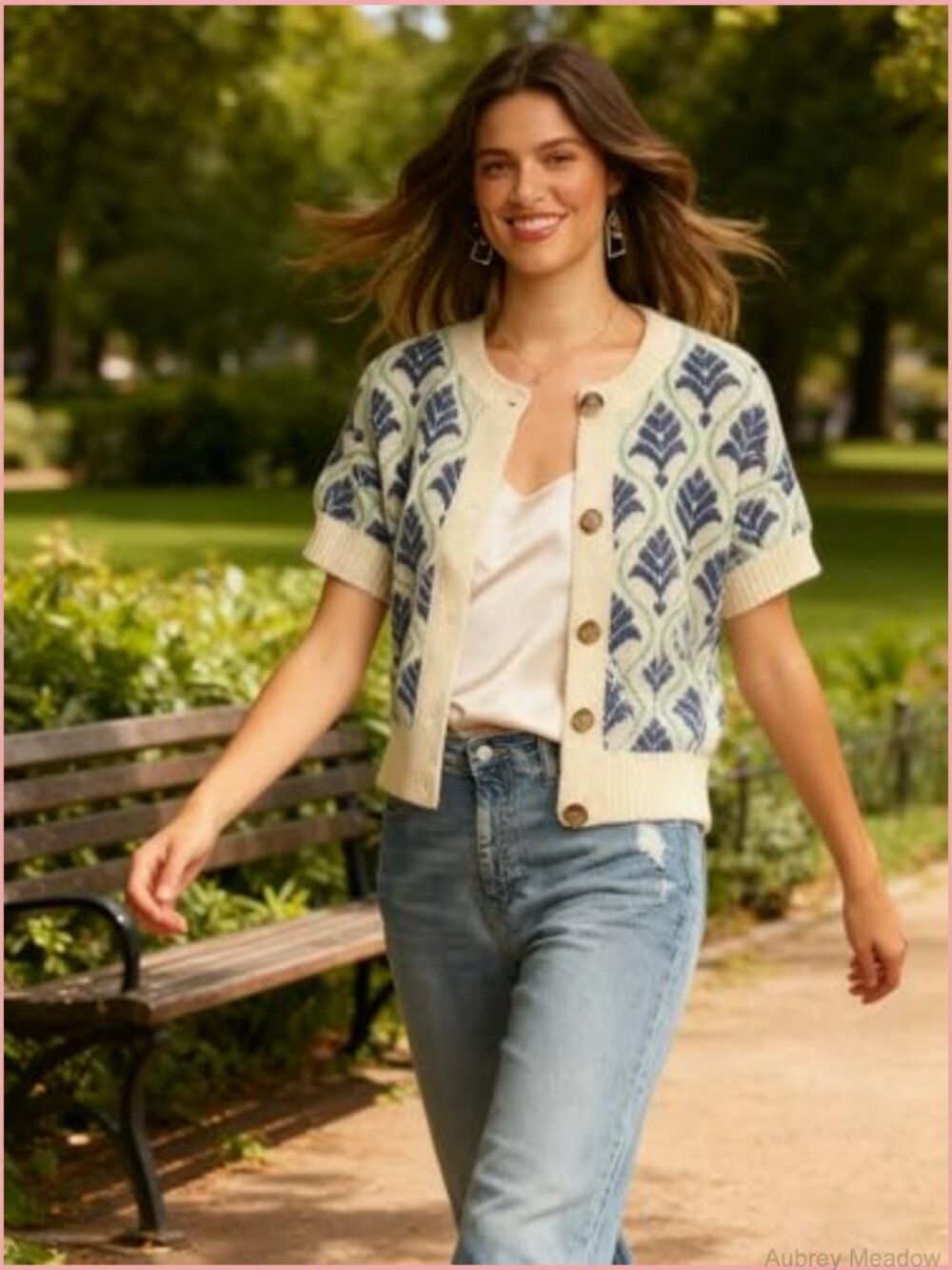 Vintage Cropped Button Down Cardigan Sweater Top - Picture 5 of 6